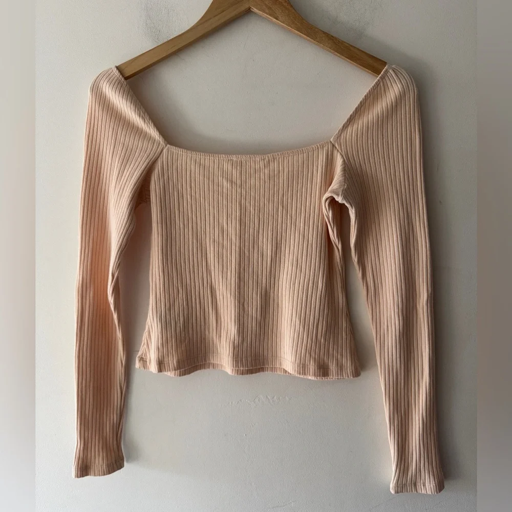Reformation Peachy‎ Cream October Knit Ribbed Top Sweetheart Neckline